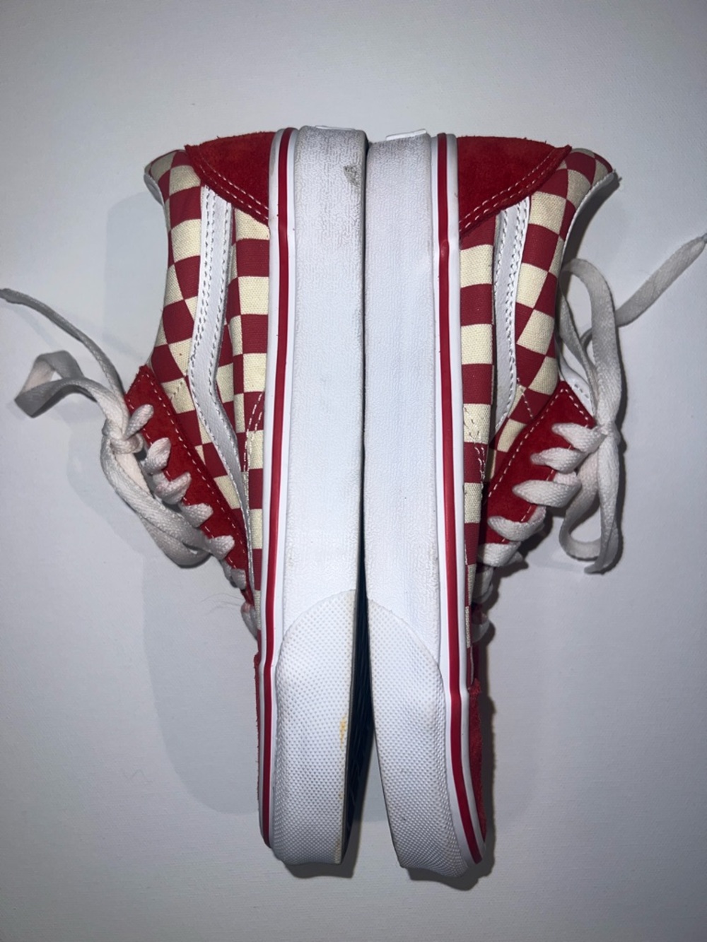 Vans Old Skool sneakers red and white checkerboard size 7 women - Picture 3 of 7